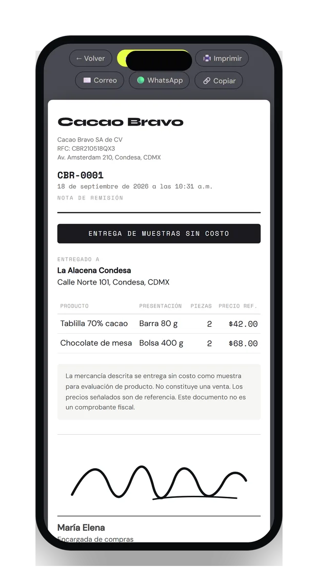 Recibo en móvil